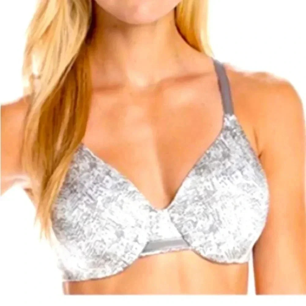 BALI BRA SILVER AND‎ WHITR UNDERWIRE CONCEALING SMOOTHING PLUS SIZE 42DD
